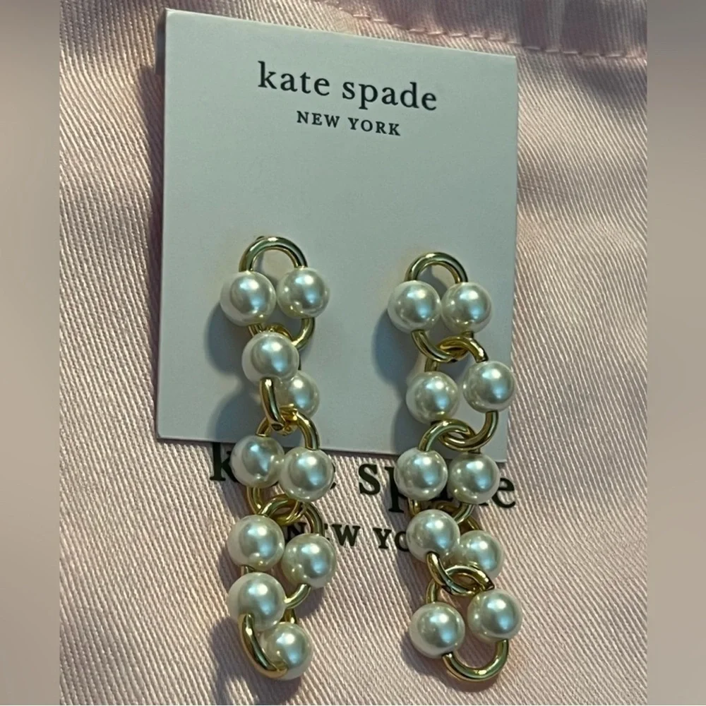 Kate Spade Authentic Vintage White Multi Nouveau Pearls Necklace & Earrings Set